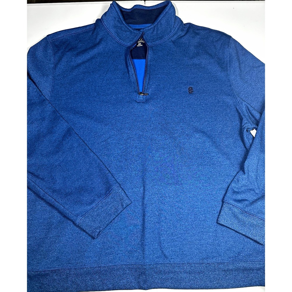 IZOD Advantage Performance Men's Fleece 1/4 Zip Mock Neck Stretch Blue XXL